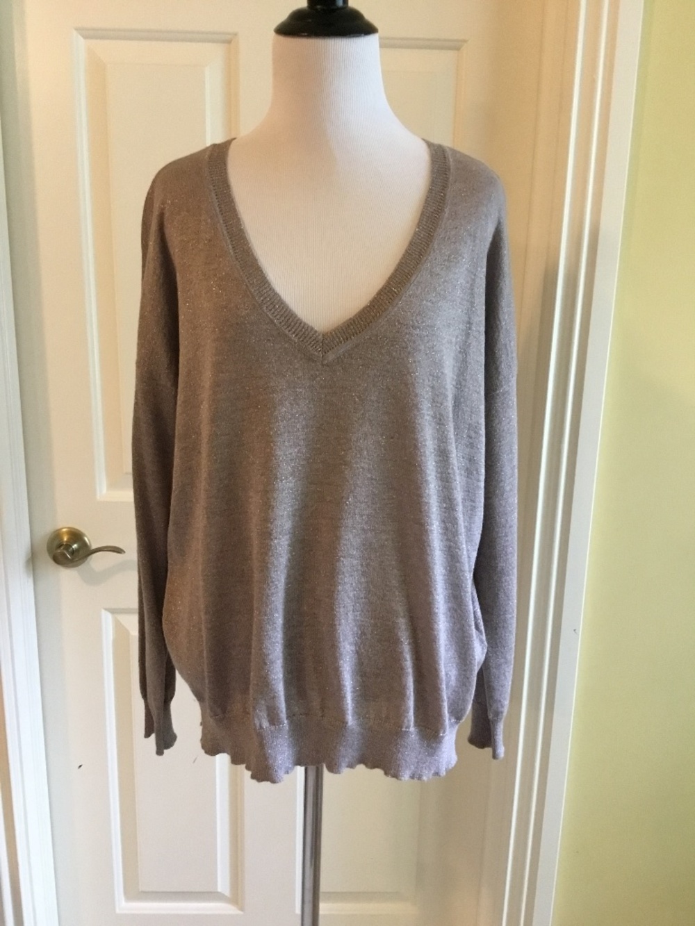 Joie Metallic Shimmer V-Neck Sweater
